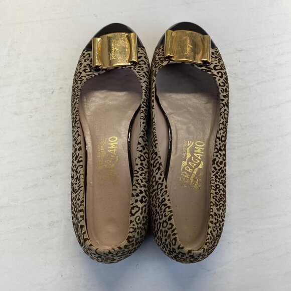 Salvatore Ferragamo Animal Print Suede Size 7‎ B.Preppy,Flat,Casual - Picture 1 of 15